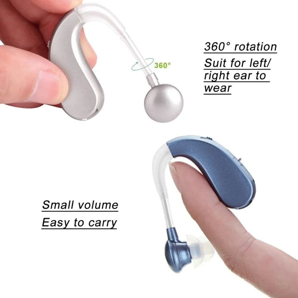 Hearing Aid Earphones Ear-Hook Charging Comfort Assisted Listening Adjustable Dual Sound Amplifier Headset Earbuds For Elderly